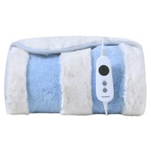 Aris Carved Stripe Faux Fur Heated Throw